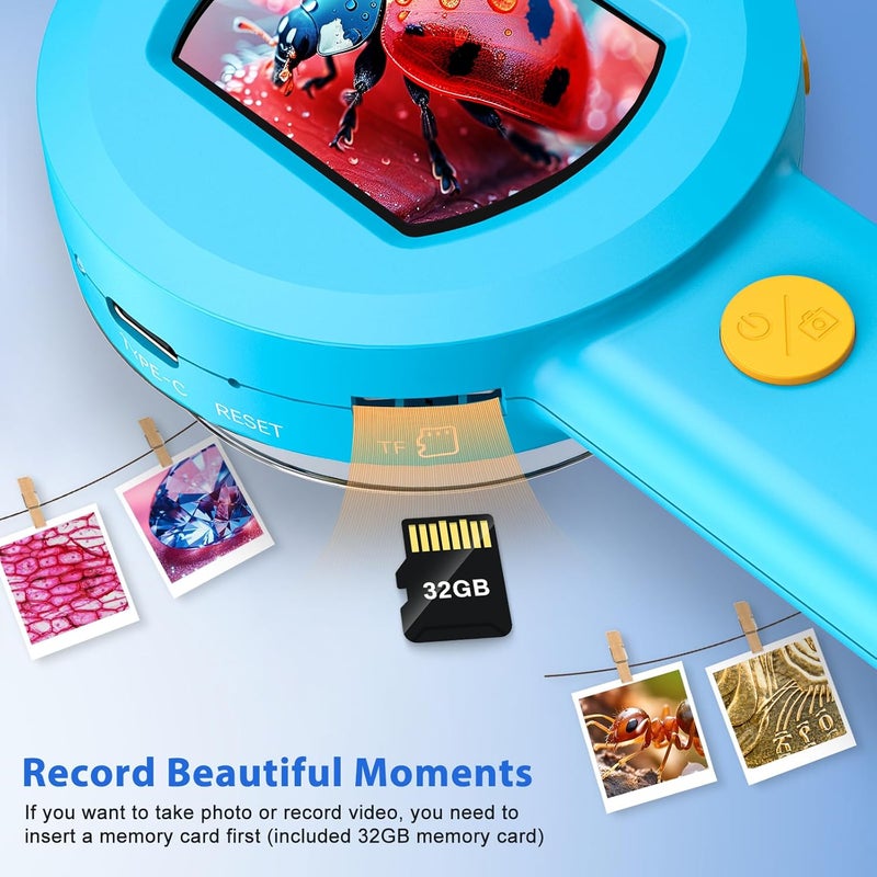 MAXLAPTER Microscope Magnifying Glass for Kids and Adults: 100X Portable Handheld Digital Microscope with Light - Pocket Jewelers Loupe with 2" Screen - USB Mini Coin Magnifier for Collector - Image 4